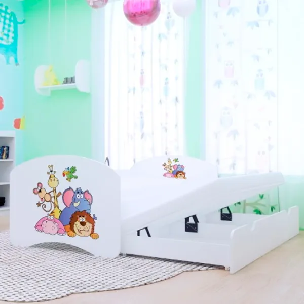 Pat pentru copii Happy Babies Happy Safari 90 x 180 cm / PVC / White photo 1 Pat pentru copii Happy Babies Happy Safari 90 x 180 cm / PVC / White photo 1