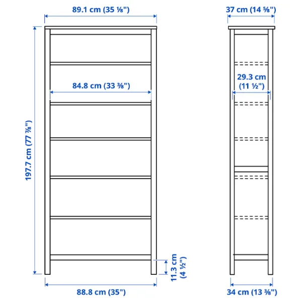 Стеллаж Ikea Hemnes 197 x 90 x 37см cm / Массив / Темно Коричневый photo 2
