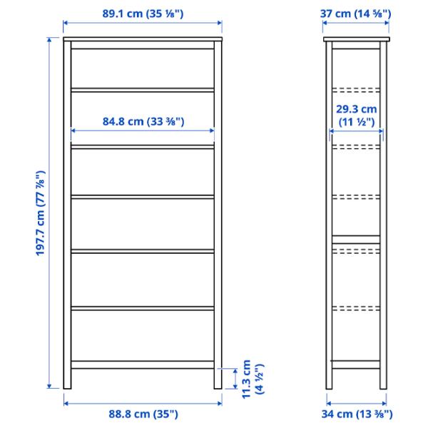 Стеллаж Ikea Hemnes 197 x 90 x 37см cm / Массив / Темно Коричневый photo 2