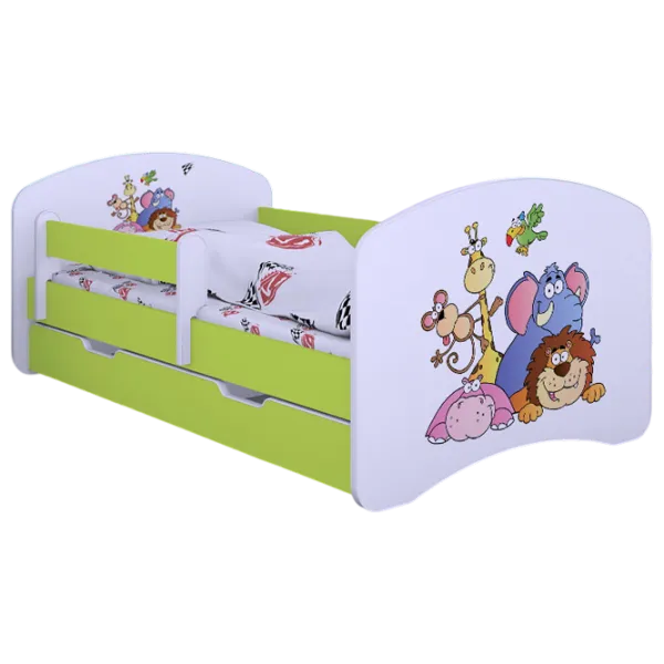 Pat pentru copii Happy Babies Happy Safari L08 90 x 190 cm / PVC / Green photo 1 Pat pentru copii Happy Babies Happy Safari L08 90 x 190 cm / PVC / Green photo 1