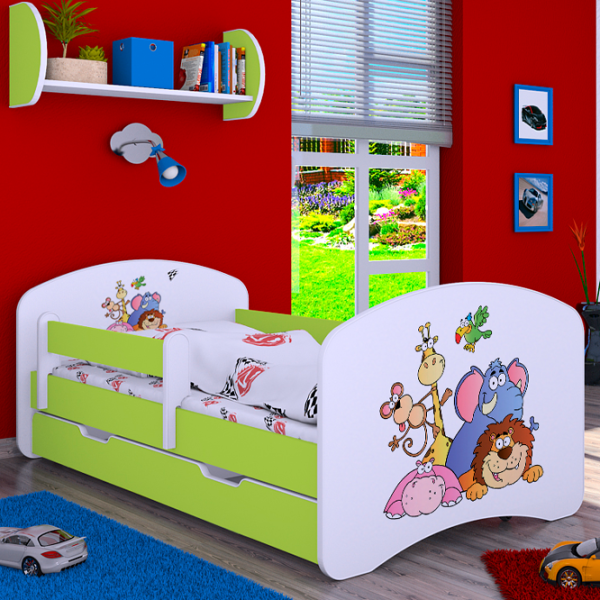 Pat pentru copii Happy Babies Happy Safari L08 90 x 190 cm / PVC / Green photo 2 Pat pentru copii Happy Babies Happy Safari L08 90 x 190 cm / PVC / Green photo 2