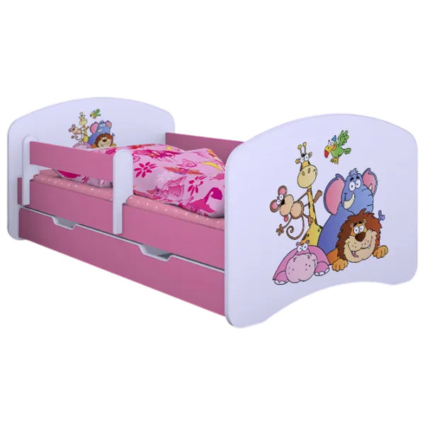 Pat pentru copii Happy Babies Happy Safari L08 90 x 190 cm / PVC / Pink photo 1 Pat pentru copii Happy Babies Happy Safari L08 90 x 190 cm / PVC / Pink photo 1