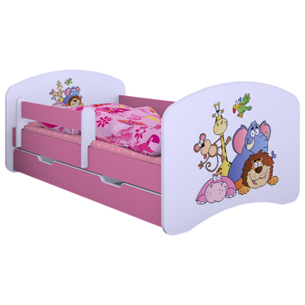 Pat pentru copii Happy Babies Happy Safari L08 90 x 190 cm / PVC / Pink photo 1 Pat pentru copii Happy Babies Happy Safari L08 90 x 190 cm / PVC / Pink photo 1