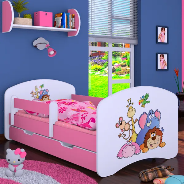 Pat pentru copii Happy Babies Happy Safari L08 90 x 190 cm / PVC / Pink photo 2 Pat pentru copii Happy Babies Happy Safari L08 90 x 190 cm / PVC / Pink photo 2