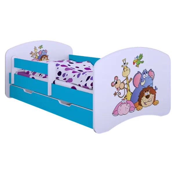 Pat pentru copii Happy Babies Happy Safari L08 90 x 190 cm / PVC / Blue photo 1 Pat pentru copii Happy Babies Happy Safari L08 90 x 190 cm / PVC / Blue photo 1