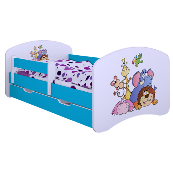 Pat pentru copii Happy Babies Happy Safari L08 90 x 190 cm / PVC / Blue photo 1 Pat pentru copii Happy Babies Happy Safari L08 90 x 190 cm / PVC / Blue photo 1