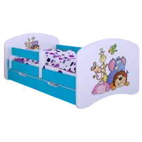Pat pentru copii Happy Babies Happy Safari L08 90 x 190 cm / PVC / Blue