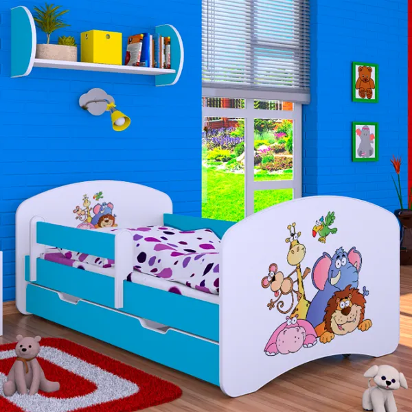 Pat pentru copii Happy Babies Happy Safari L08 90 x 190 cm / PVC / Blue photo 2 Pat pentru copii Happy Babies Happy Safari L08 90 x 190 cm / PVC / Blue photo 2