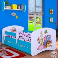 Pat pentru copii Happy Babies Happy Safari L08 90 x 190 cm / PVC / Blue photo 2
