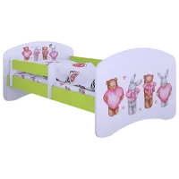Pat pentru copii Happy Babies Happy Animals with Hearts L07 90 x 190 cm / PVC / Green