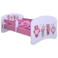 Pat pentru copii Happy Babies Happy Animals with Hearts L07 90 x 190 cm / PVC / Pink