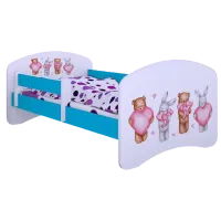 Pat pentru copii Happy Babies Happy Animals with Hearts L07 90 x 190 cm / PVC / Blue