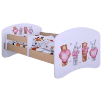 Pat pentru copii Happy Babies Happy Animals with Hearts L07 90 x 190 cm / PVC / Light Pear