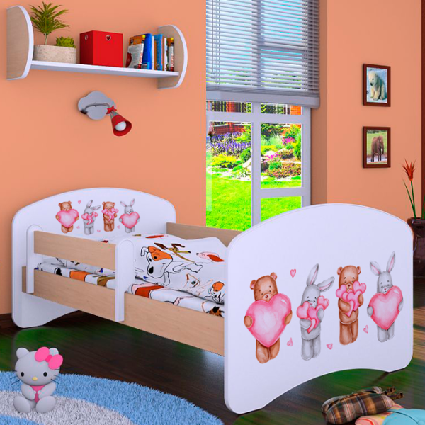 Pat pentru copii Happy Babies Happy Animals with Hearts L07 90 x 190 cm / PVC / Light Pear photo 2 Pat pentru copii Happy Babies Happy Animals with Hearts L07 90 x 190 cm / PVC / Light Pear photo 2
