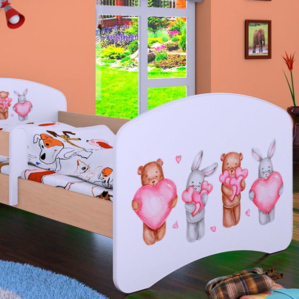 Pat pentru copii Happy Babies Happy Animals with Hearts L07 90 x 190 cm / PVC / Light Pear photo 4 Pat pentru copii Happy Babies Happy Animals with Hearts L07 90 x 190 cm / PVC / Light Pear photo 4