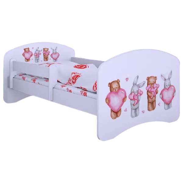 Детская кровать Happy Babies Happy Animals with Hearts L07 90 x 190 см / ПВХ / Белый photo 1