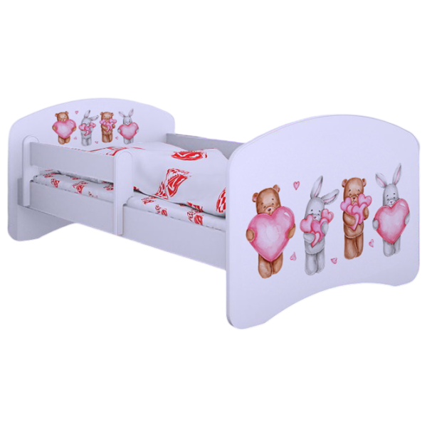 Детская кровать Happy Babies Happy Animals with Hearts L07 90 x 190 см / ПВХ / Белый photo 1