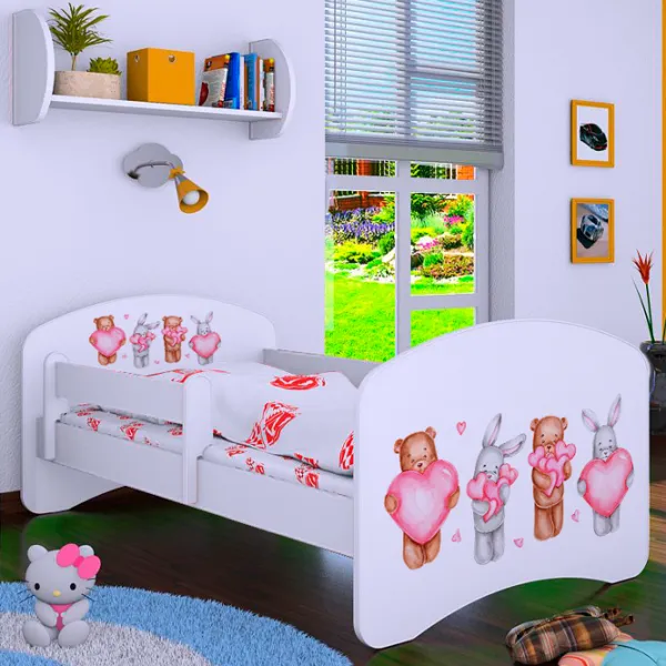 Детская кровать Happy Babies Happy Animals with Hearts L07 90 x 190 см / ПВХ / Белый photo 2
