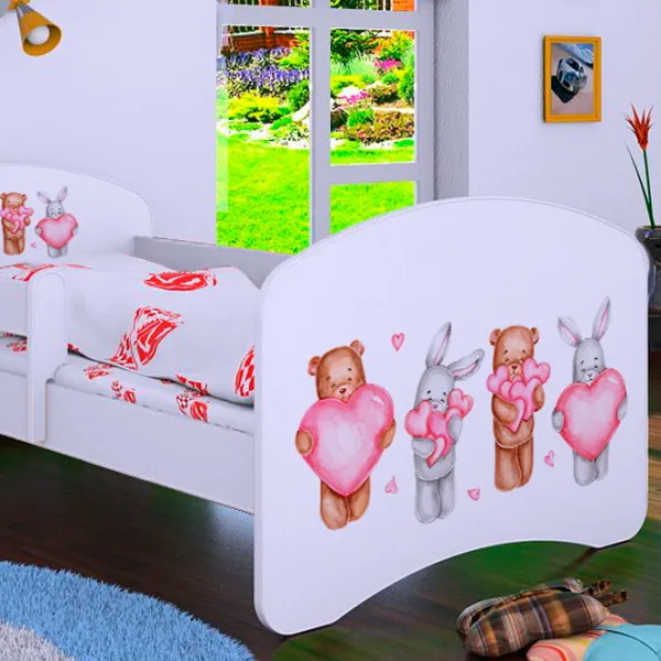 Детская кровать Happy Babies Happy Animals with Hearts L07 90 x 190 см / ПВХ / Белый photo 4
