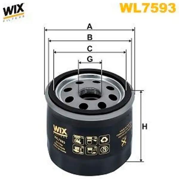 Масляный фильтр Wix Filters WL7593 WX-WL7593 photo 2 Масляный фильтр Wix Filters WL7593 WX-WL7593 photo 2