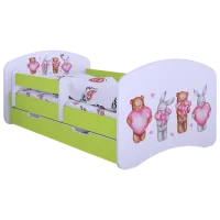 Детская кровать Happy Babies Happy Animals with Hearts L04 80 x 160 см / Щит / Зеленый