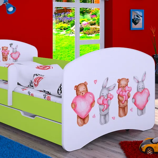 Pat pentru copii Happy Babies Happy Animals with Hearts L06 90 x 180 cm / PVC / Green photo 4 Pat pentru copii Happy Babies Happy Animals with Hearts L06 90 x 180 cm / PVC / Green photo 4