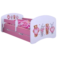 Pat pentru copii Happy Babies Happy Animals with Hearts L06 90 x 180 cm / PVC / Pink