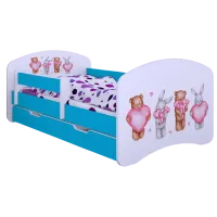 Pat pentru copii Happy Babies Happy Animals with Hearts L06 90 x 180 cm / PVC / Blue