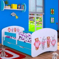 Детская кровать Happy Babies Happy Animals with Hearts L06 90 x 180 см / ПВХ / Синий photo 2