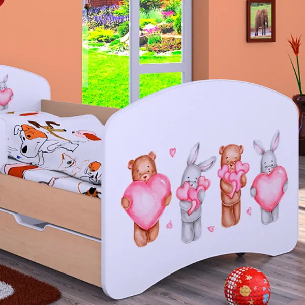 Детская кровать Happy Babies Happy Animals with Hearts L06 90 x 180 см / ПВХ / Светлая груша photo 4