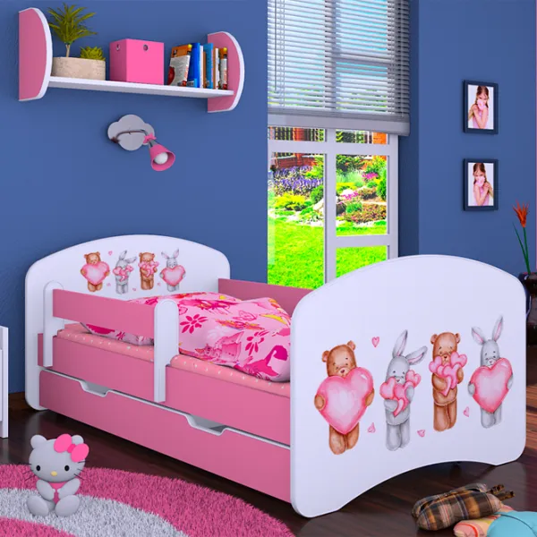 Детская кровать Happy Babies Happy Animals with Hearts L02 70 x 140 см / Щит / Розовый photo 2 Детская кровать Happy Babies Happy Animals with Hearts L02 70 x 140 см / Щит / Розовый photo 2