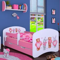 Pat pentru copii Happy Babies Happy Animals with Hearts L02 70 x 140 cm / Placa / Pink photo 2
