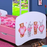 Pat pentru copii Happy Babies Happy Animals with Hearts L02 70 x 140 cm / Placa / Pink photo 4