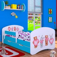 Детская кровать Happy Babies Happy Animals with Hearts L02 70 x 140 см / Щит / Синий photo 2