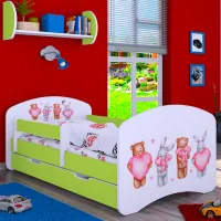 Детская кровать Happy Babies Happy Animals with Hearts L08 90 x 190 см / ПВХ / Зеленый photo 2