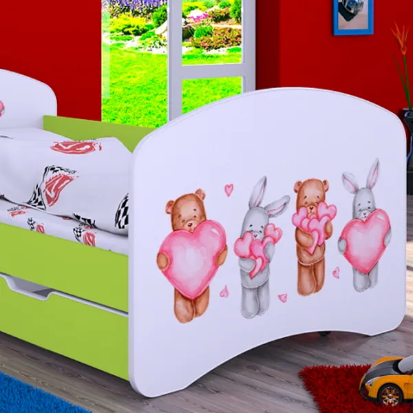Детская кровать Happy Babies Happy Animals with Hearts L08 90 x 190 см / ПВХ / Зеленый photo 4