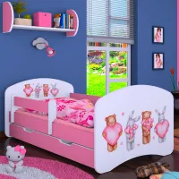Детская кровать Happy Babies Happy Animals with Hearts L08 90 x 190 см / ПВХ / Розовый photo 2