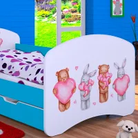 Детская кровать Happy Babies Happy Animals with Hearts L08 90 x 190 см / ПВХ / Синий photo 4