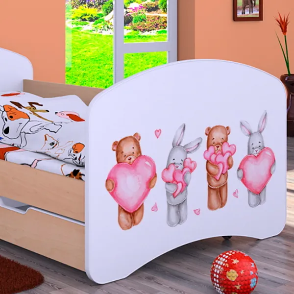 Детская кровать Happy Babies Happy Animals with Hearts L08 90 x 190 см / ПВХ / Светлая груша photo 4