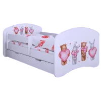 Детская кровать Happy Babies Happy Animals with Hearts L08 90 x 190 см / ПВХ / Белый