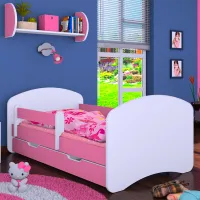 Pat pentru copii Happy Babies Happy L08 90 x 190 cm / PVC / Pink photo 2