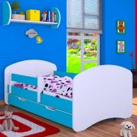 Pat pentru copii Happy Babies Happy L10 90 x 200 cm / PVC / Blue photo 3