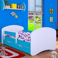 Pat pentru copii Happy Babies Happy L06 90 x 180 cm / Placa / Blue photo 2