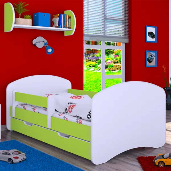 Pat pentru copii Happy Babies Happy L02 70 x 140 cm / Placa / Green photo 2 Pat pentru copii Happy Babies Happy L02 70 x 140 cm / Placa / Green photo 2