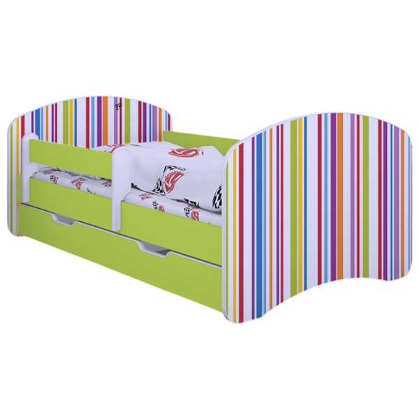 Pat pentru copii Happy Babies Happy Colored Lines L10 90 x 200 cm / PVC / Green photo 1 Pat pentru copii Happy Babies Happy Colored Lines L10 90 x 200 cm / PVC / Green photo 1