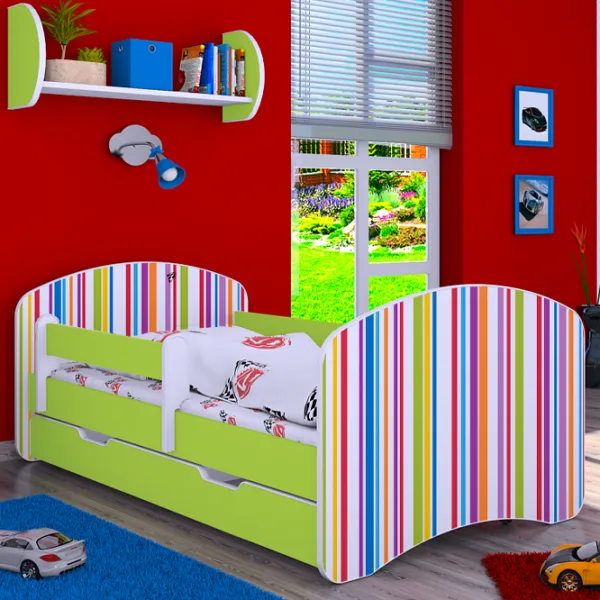 Pat pentru copii Happy Babies Happy Colored Lines L10 90 x 200 cm / PVC / Green photo 2 Pat pentru copii Happy Babies Happy Colored Lines L10 90 x 200 cm / PVC / Green photo 2