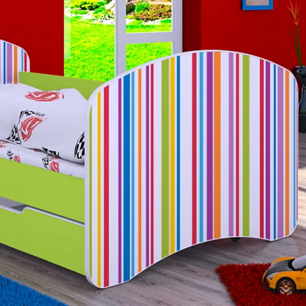 Pat pentru copii Happy Babies Happy Colored Lines L10 90 x 200 cm / PVC / Green photo 3 Pat pentru copii Happy Babies Happy Colored Lines L10 90 x 200 cm / PVC / Green photo 3