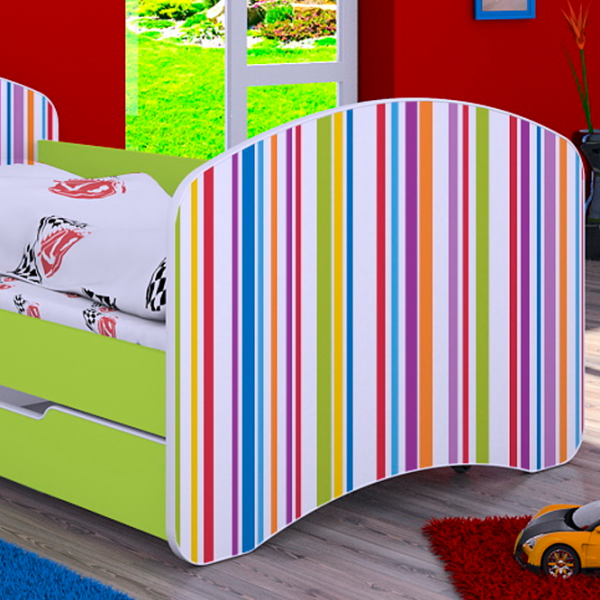 Pat pentru copii Happy Babies Happy Colored Lines L10 90 x 200 cm / PVC / Green photo 3 Pat pentru copii Happy Babies Happy Colored Lines L10 90 x 200 cm / PVC / Green photo 3