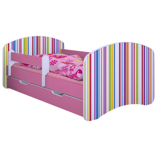 Pat pentru copii Happy Babies Happy Colored Lines L10 90 x 200 cm / PVC / Pink photo 1