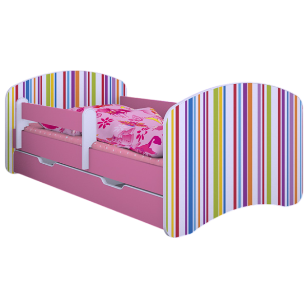 Pat pentru copii Happy Babies Happy Colored Lines L10 90 x 200 cm / PVC / Pink photo 1